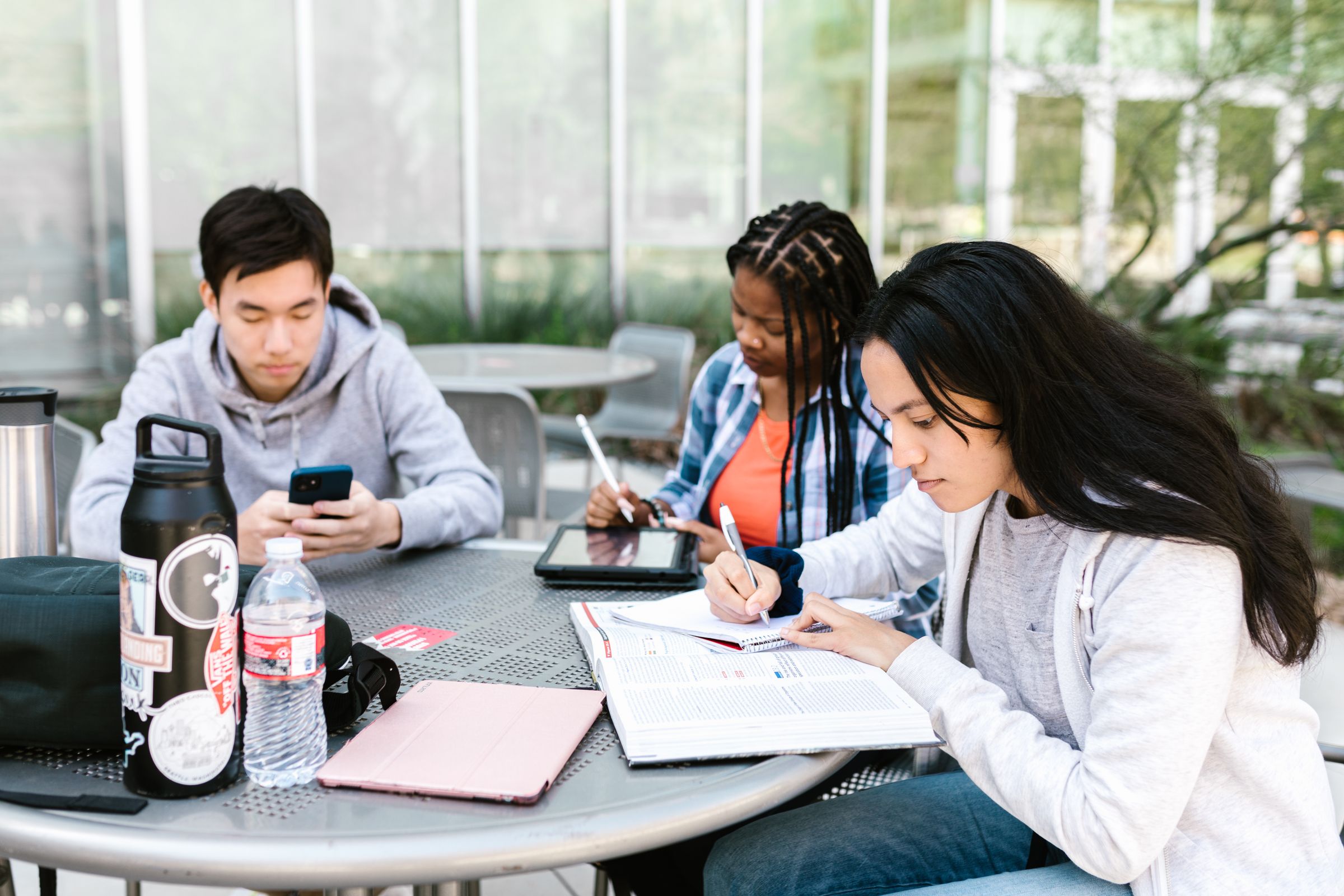 Students studying together at a table