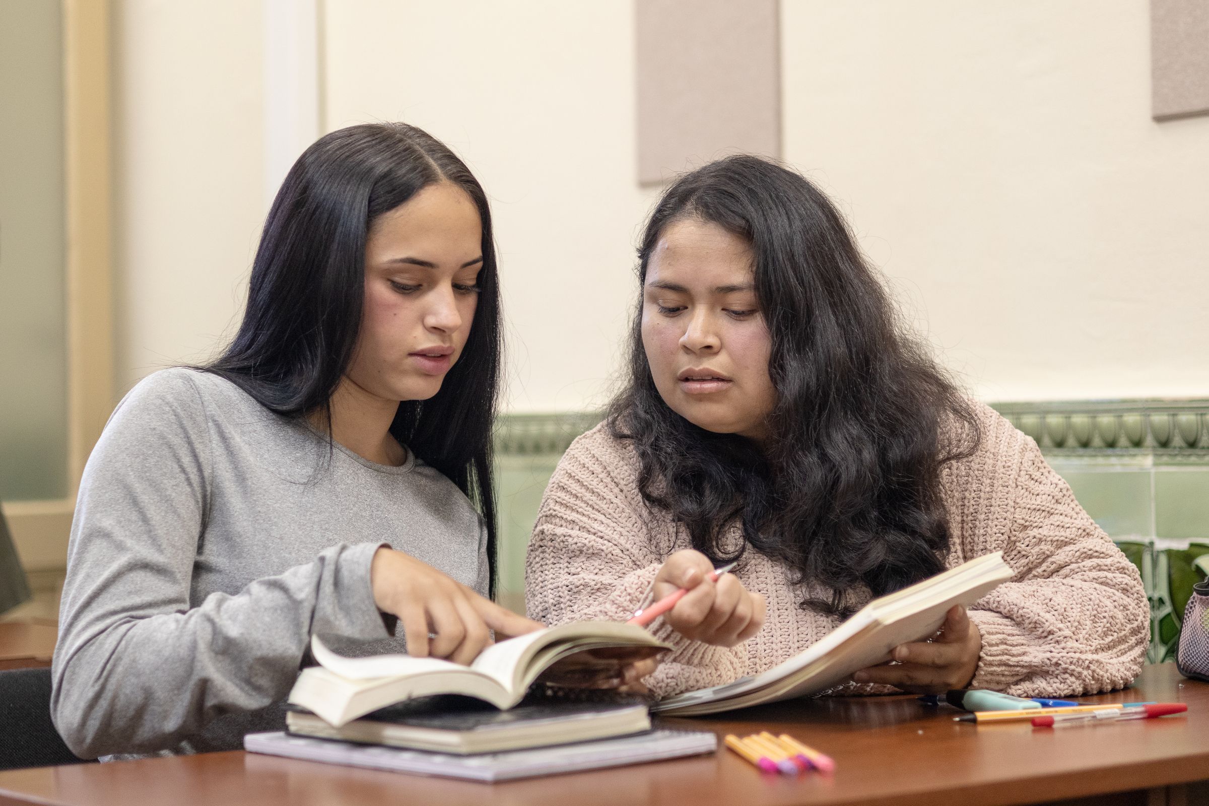 Students reading together